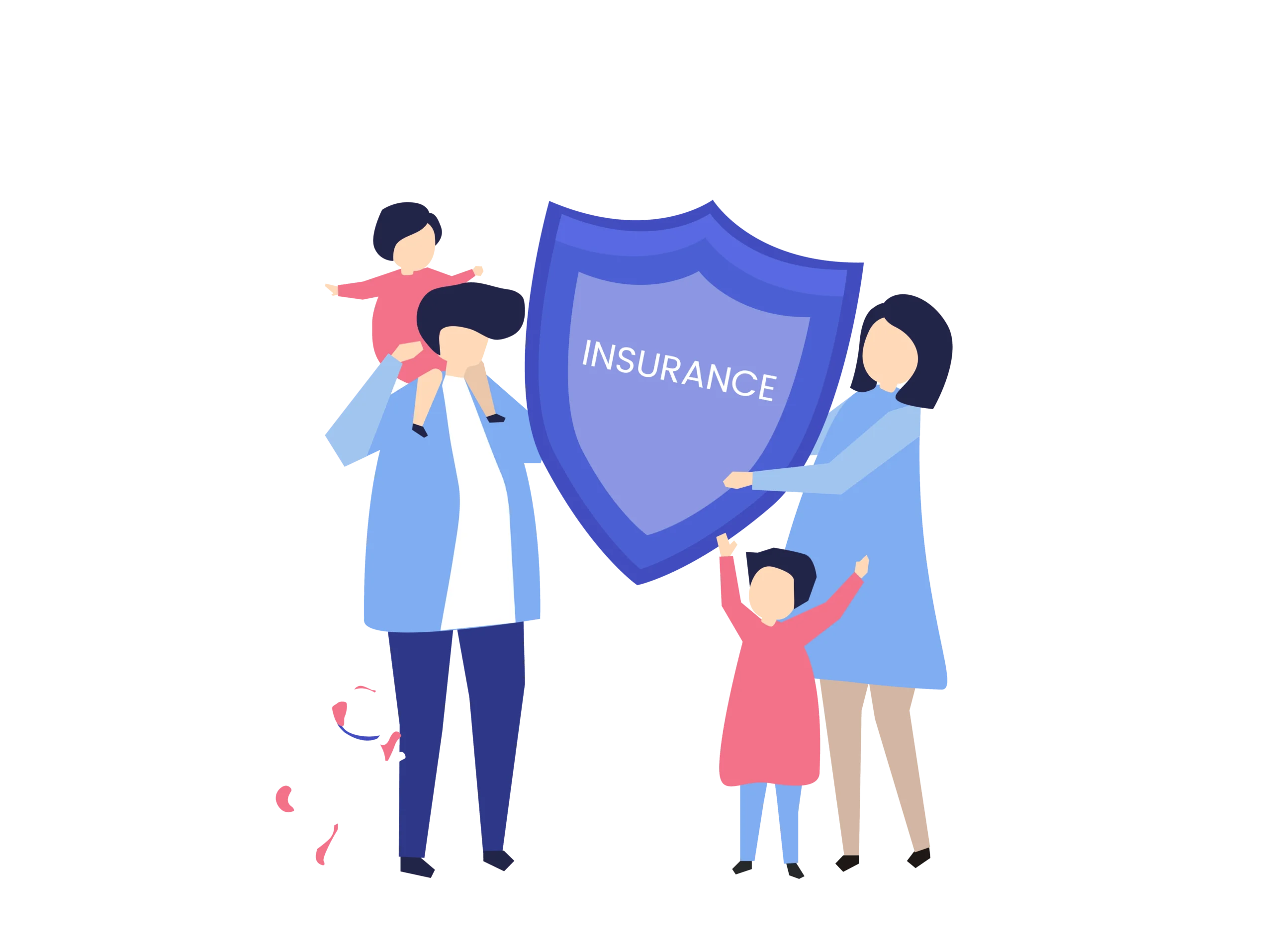 3200342_40419 Character of a family holding an insurance illustration<br />